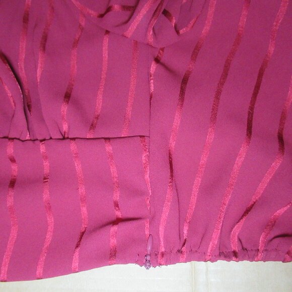 Cropped Burgundy Long-Sleeve Blouse | Size Small - Picture 5 of 11